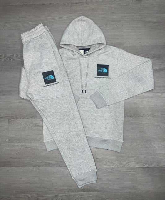 North Face Grey Box Logo Tracksuit