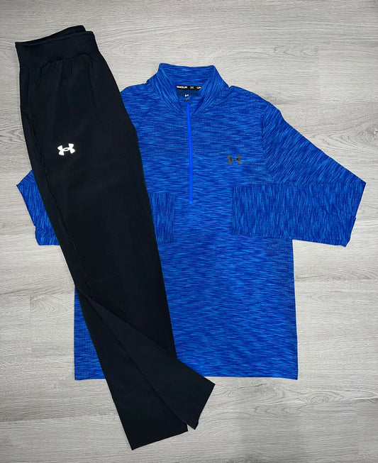 Under Armour Blue Textured Quarter-Zip Set